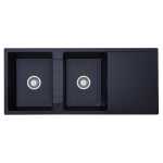 Riva Double Bowl With Drainer Black 1160 x 500 x 210mm