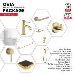Ovia Round Brushed Gold Bathroom Package