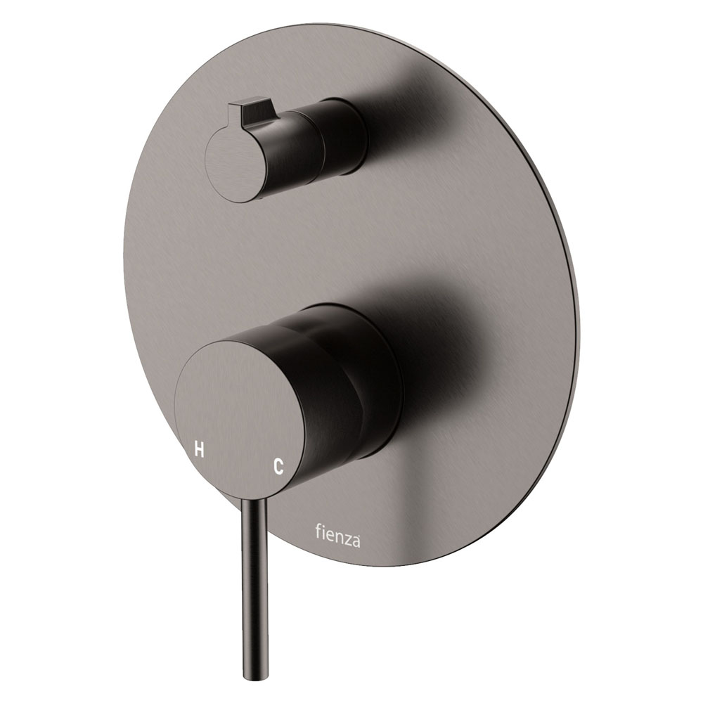 Kaya Wall Diverter Mixer, Gun Metal, Large Round Plate