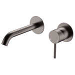 Kaya Wall Basin/Bath Mixer Set, Gun Metal, Round Plates, 160mm Outlet