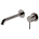 Kaya Wall Basin/Bath Mixer Set, Gun Metal, Round Plates, 200mm Outlet