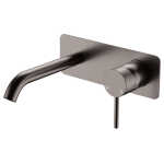Kaya Wall Basin/Bath Mixer Set, Gun Metal, Square Plate, 160mm Outlet
