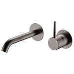 Kaya Up Wall Basin/Bath Mixer Set, Gun Metal, Round Plates, 160mm Outlet