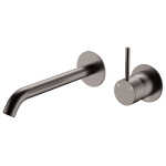 Kaya Up Wall Basin/Bath Mixer Set, Gun Metal, Round Plates, 200mm Outlet