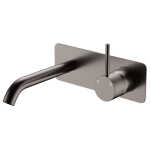 Kaya Up Wall Basin/Bath Mixer Set, Gun Metal, Square Plate, 160mm Outlet