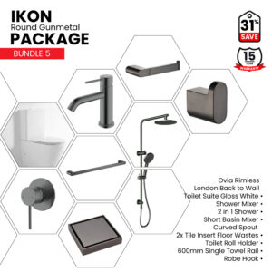 Ikon Round Gunmetal Bathroom Package