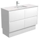 Sarah Bianco Marble Undermount 1200 Amato Satin White Vanity on Kick