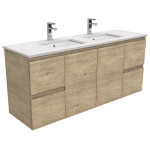 Sarah Bianco Marble Undermount Double Bowl 1500 Edge Scandi Oak Wall-Hung Vanity