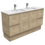 Sarah Bianco Marble Undermount Double Bowl 1500 Edge Scandi Oak Vanity on Kick