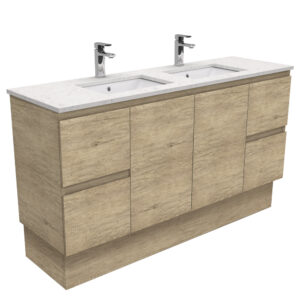 Sarah Bianco Marble Undermount Double Bowl 1500 Edge Scandi Oak Vanity on Kick