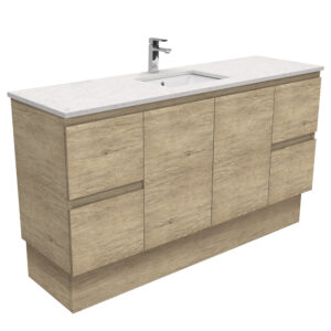 Sarah Bianco Marble Undermount Single Bowl 1500 Edge Scandi Oak Vanity on Kick