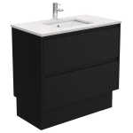 Sarah Bianco Marble Undermount 900 Amato Satin Black Vanity on Kick