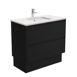 Sarah Bianco Marble Undermount 900 Amato Satin Black Vanity on Kick