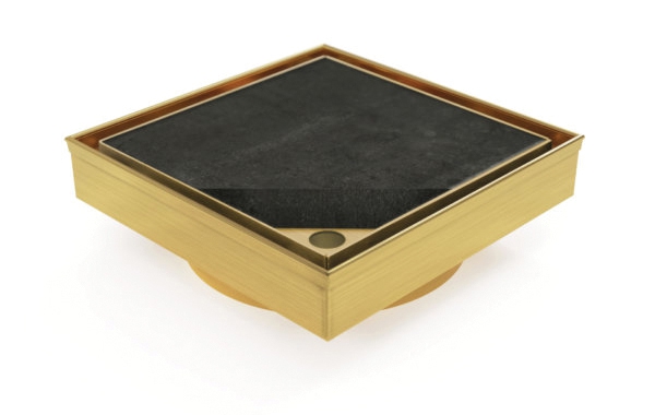 115x115mm Gold Smart Tile Insert Floor Waste Shower Grate Brass Drain