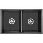 Ovia Black Granite Double Bowl Sink 770x450x230