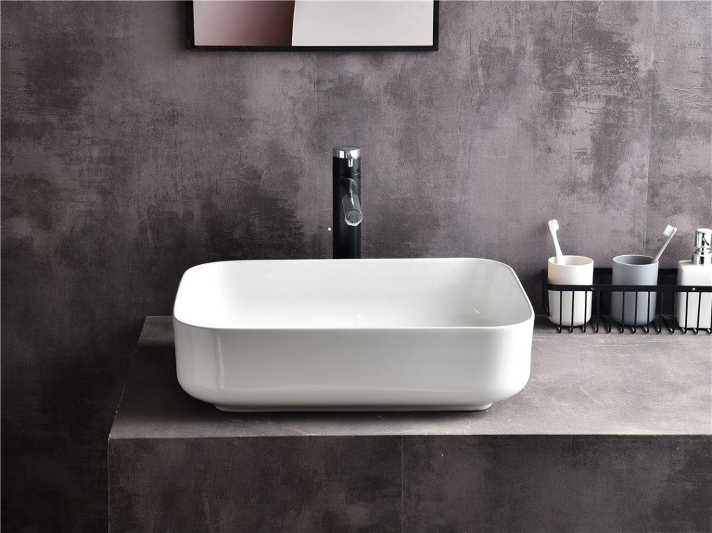 Ovia 500x400x135mm Rectangle Counter Top Basin Gloss White