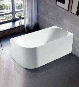 Ovia Nova 1500mm Right Hand Corner Bath Tub Gloss White No Overflow