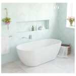 1530x770x555mm Ovia Oval Matte White Bathtub Freestanding Acrylic No Overflow