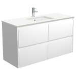 Sarah Crystal Pure Undermount 1200 Amato Satin White Wall-Hung Vanity