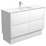 Sarah Crystal Pure Undermount 1200 Amato Satin White Vanity on Kick