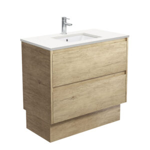 Sarah Crystal Pure Undermount 900 Amato Scandi Oak Vanity on Kick