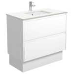 Sarah Crystal Pure Undermount 900 Amato Satin White Vanity on Kick