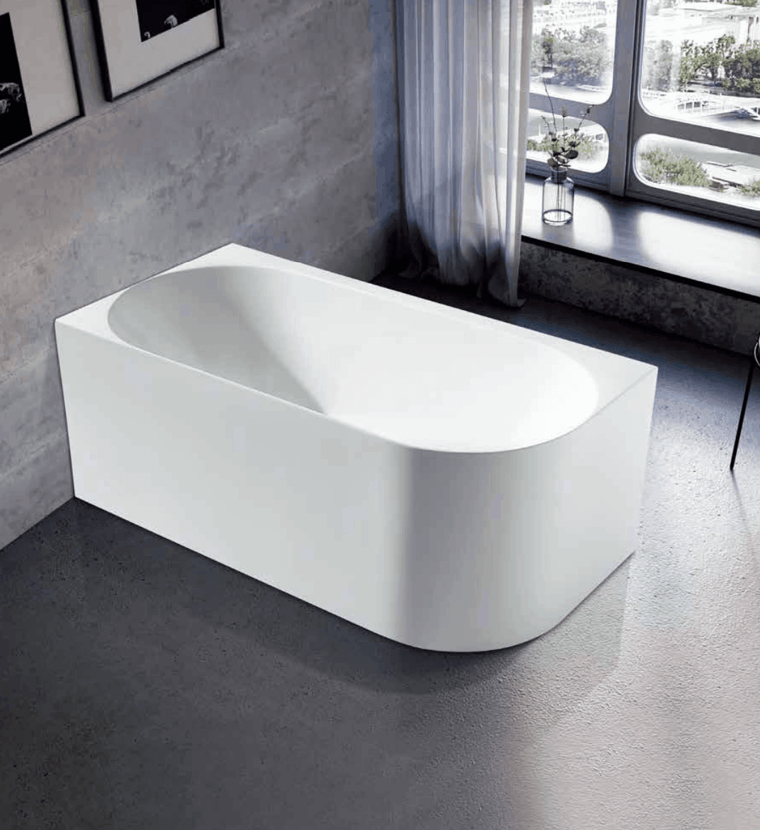 Ovia Nova 1500mm Left Hand Corner Bath Tub Gloss White No Overflow