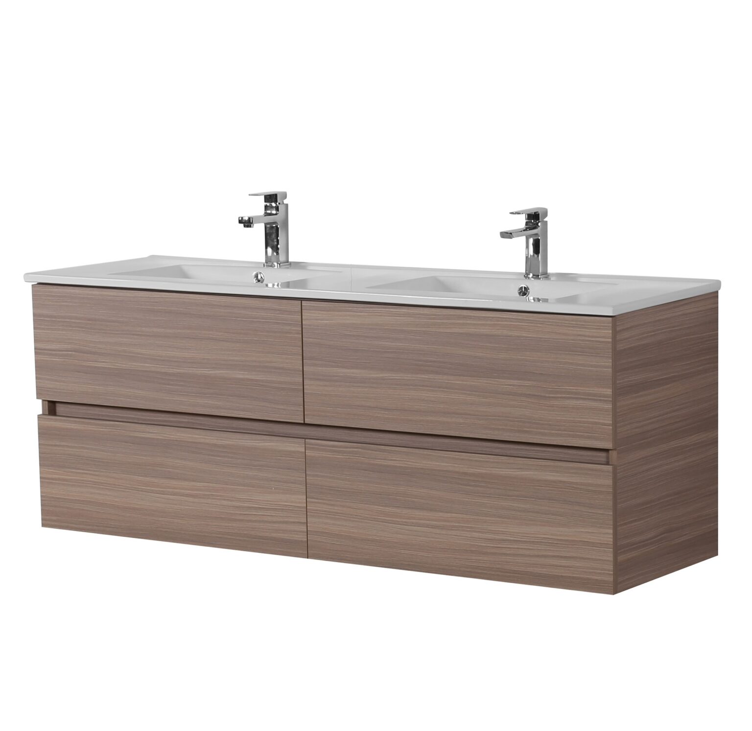 Stella PVC 1200 Oak Wall Hung Vanity Double Bowl