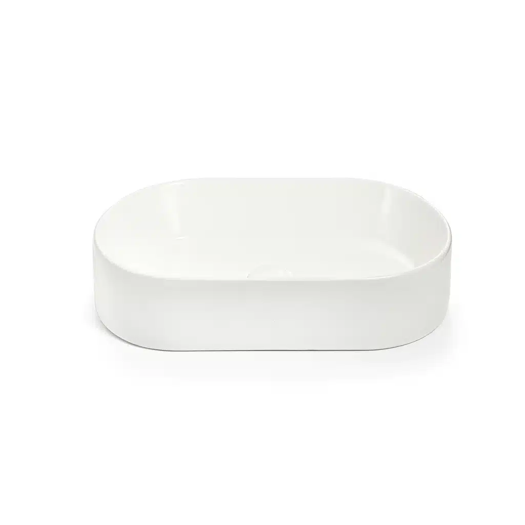 Ovia 520x300x115mm Above Counter Ceramic Pill Shaped Gloss White Basin