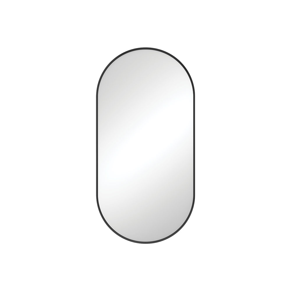 Empire Matte Black Framed Pill Oval Shaped Mirror 450 x 900mm