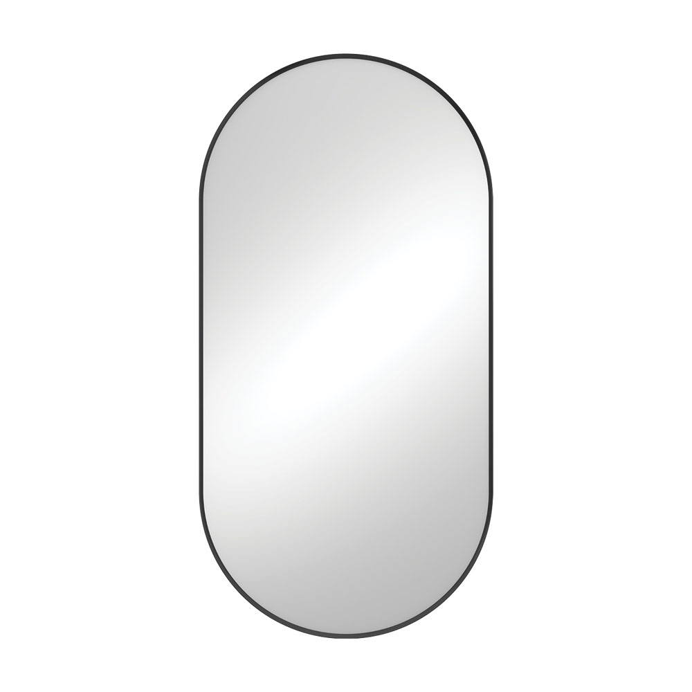 Empire Matte Black Framed Pill Shaped Mirror 600 x 1200mm