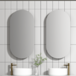 Ovia 900x450mm Pill Oval Shaped Shaving Cabinet Matte White