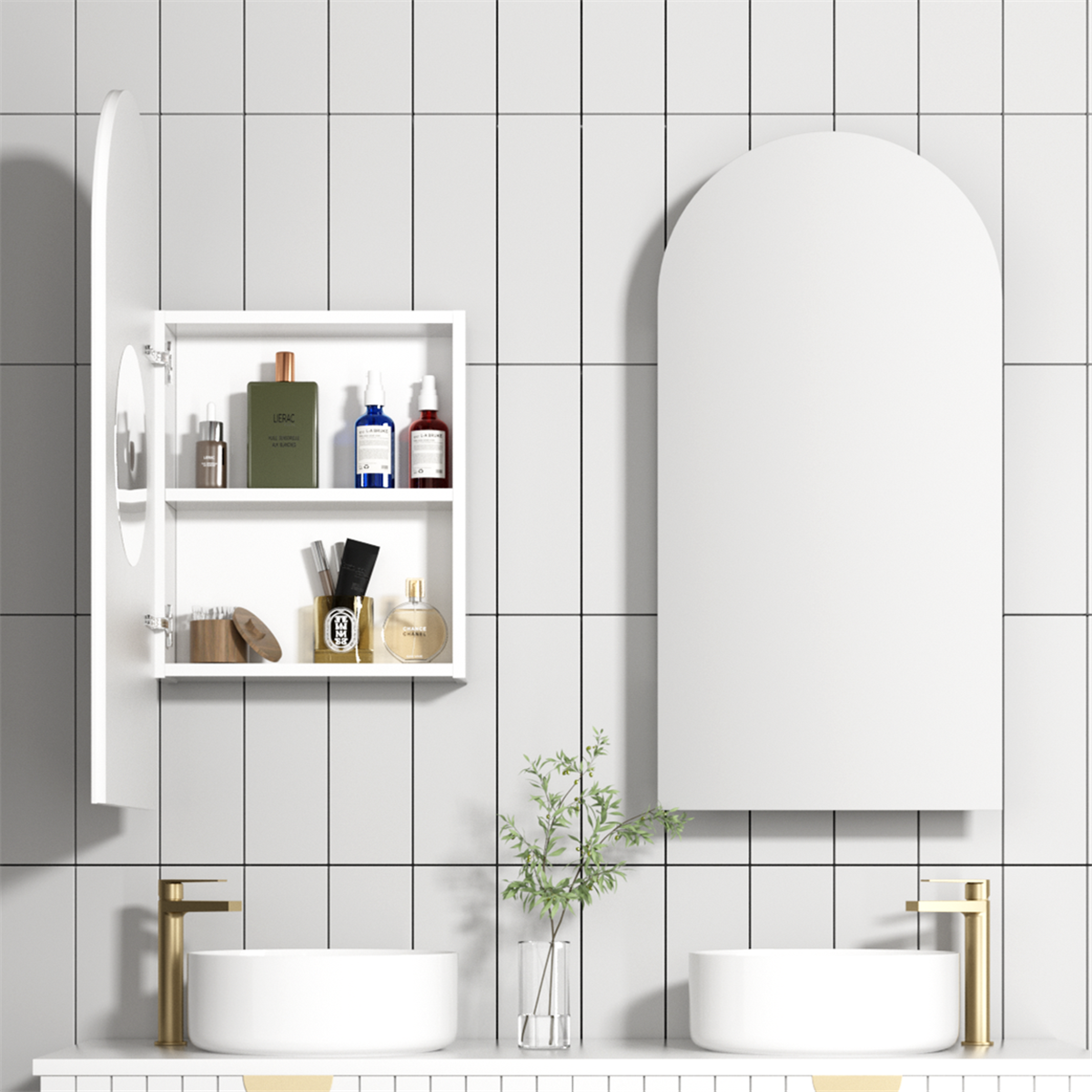 Ovia 900x450mm Arch Shaving Matte White