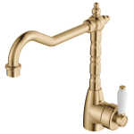 Eleanor Shepherds Crook Sink Mixer, Urban Brass / Ceramic