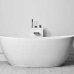 1500mm Milan Double Curve Free Standing Bath Tub Gloss White No Overflow