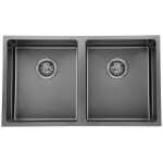 Modern National 760 x 440 x 200 mm Double Bowl Gunmetal Hand made Kitchen Sink 1.2mm Stainless