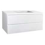 1200x460x540mm Wall Hung Bathroom Vanity Matt White PVC Vacuum Filmed Double Drawers Ceramic/Poly Top