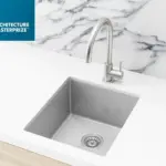 Meir Single Bowl PVD Kitchen Sink 380mm x 440mm - Brushed Nickel