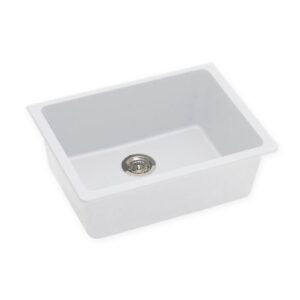 White Granite Quartz Stone Top Kitchen Sink Single Bowl 635*470*241mm