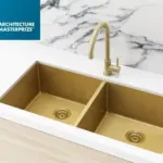 Meir Double Bowl PVD Kitchen Sink 860mm - Brushed Bronze Gold