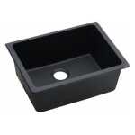 635*469*241mm Black Granite Quartz Stone Top Mount Kitchen Sink Single Bowl