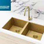 Meir Double Bowl PVD Kitchen Sink 760mm - Brushed Bronze Gold