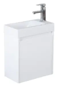 450x250x530mm Wall Hung White Bathroom Polyurethane PVC Vanity with Poly Top Left Hand Hinge