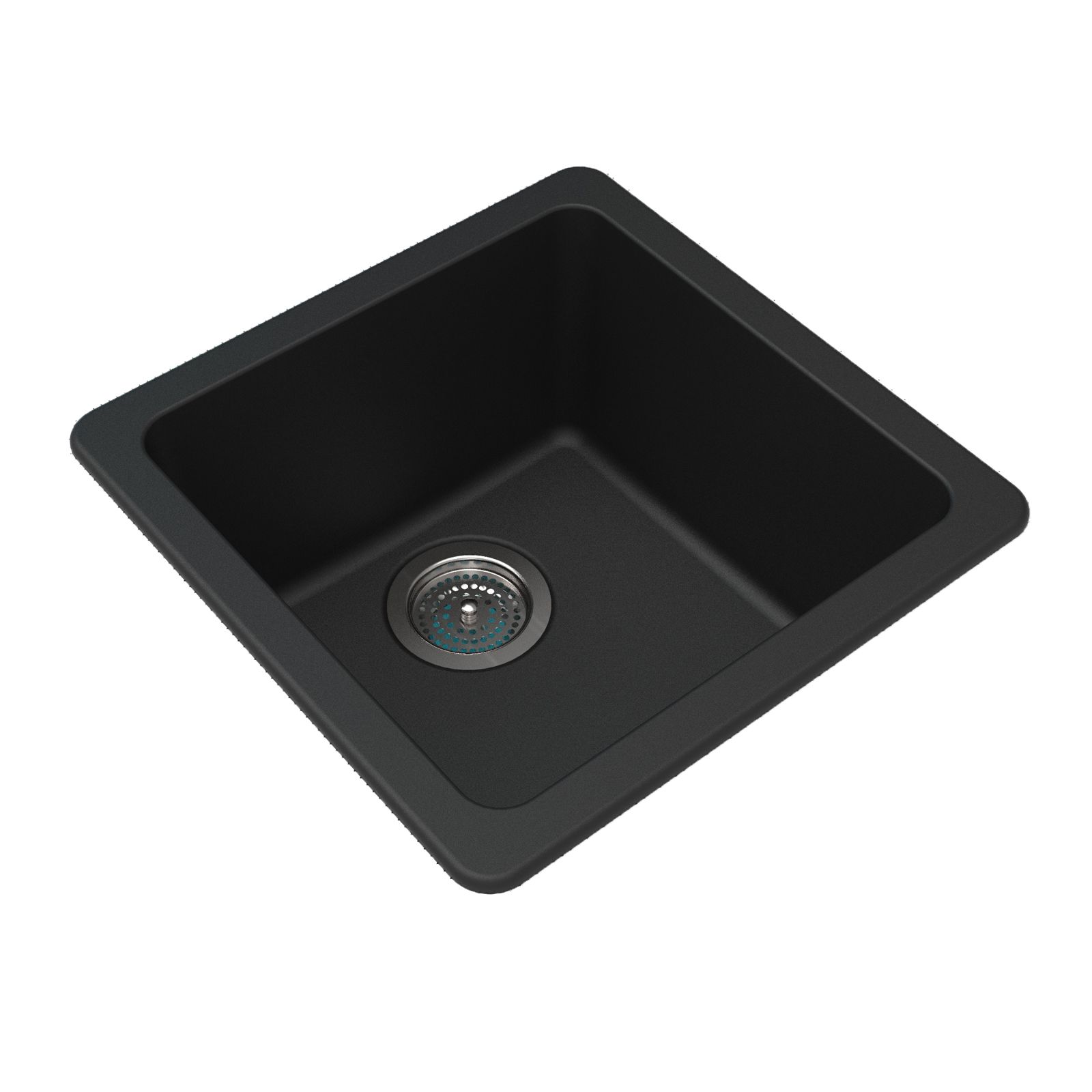 422x422x203mm Black Granite Quartz Stone Kitchen/Laundry Sink Single Bowl Top/Under Mount