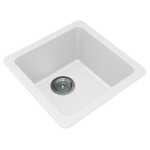 White Granite Quartz Stone Kitchen/Laundry Sink Single Bowl Top/Under Mount 422*422*203mm