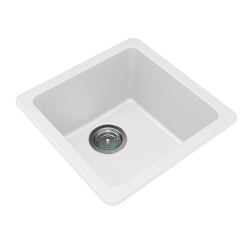 White Granite Quartz Stone Kitchen/Laundry Sink Single Bowl Top/Under Mount 422*422*203mm