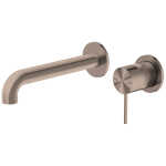 Nero Mecca Wall Basin Mixer Separate Back Plate 185mm Spout Handle Down Brushed Bronze