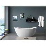Ikaris 1500mm Double High Back Gloss White Freestanding Acrylic No Overflow