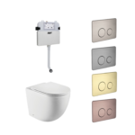 R and T Koko Tornado Rimless Gloss White In Wall Toilet Suite with Choice of Button