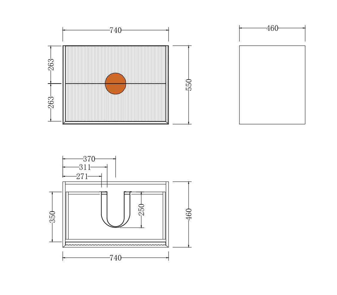 750mm Marlowe Wall Hung Matte Black Cabinet Only